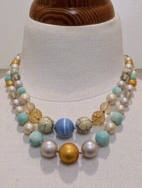 GUC 1960s Vintage MCM Double Strand Adjustable Length Beaded Necklace